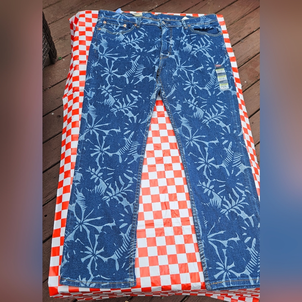 Levi's 511 Jeans Mens Size 38 x 30 Indigo Tropical Flower Palm Island